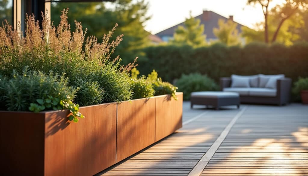 Jardinière en acier corten : design durable et sur mesure