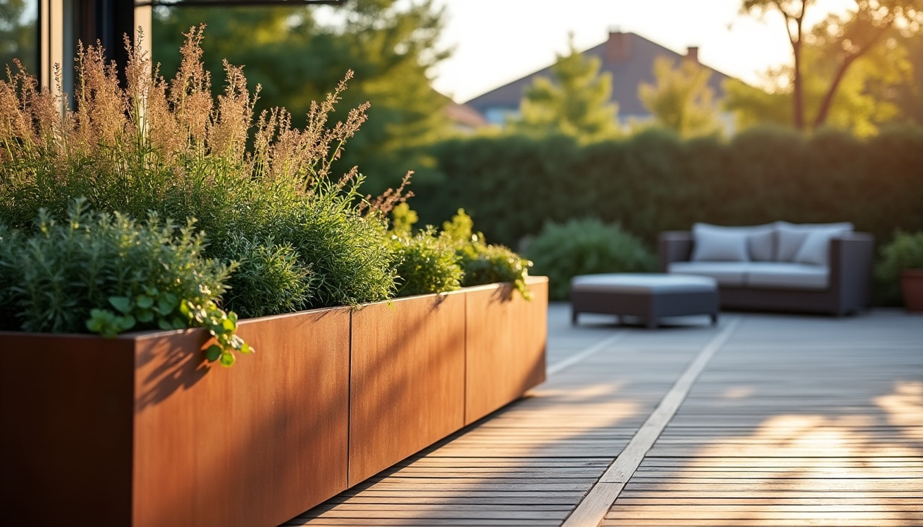 Jardinière en acier corten : design durable et sur mesure
